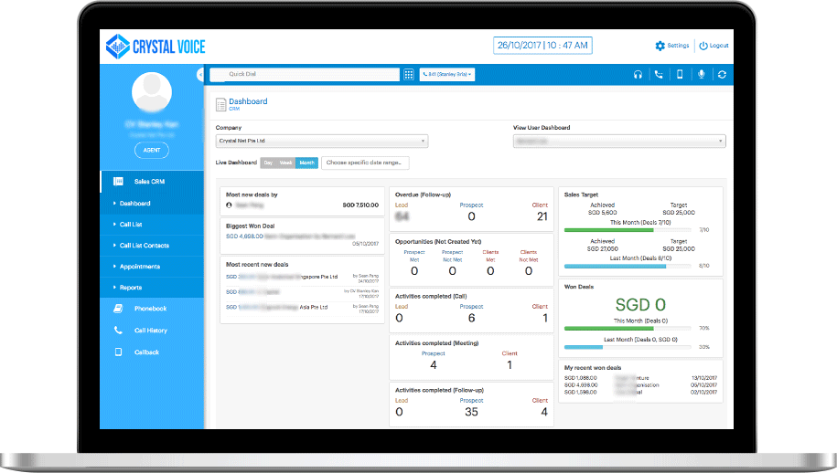 Features of Crystal Dash CRM Software Suite